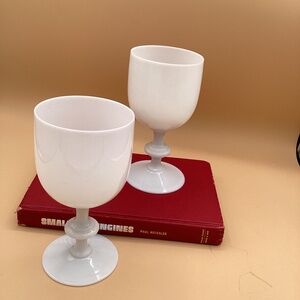 Pair Vintage Portieux Vallerysthal water goblets 61/2 inches tall